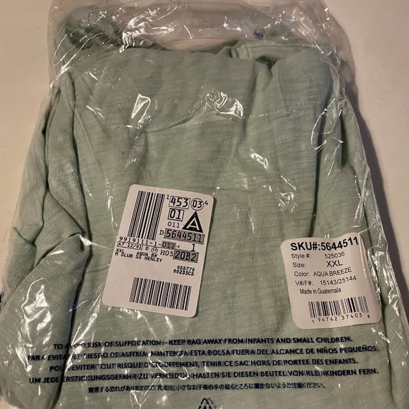 Lands' End Men's Slub Short Sleeve Henley - Size XXL, Aqua Breeze - Picture 4 of 4